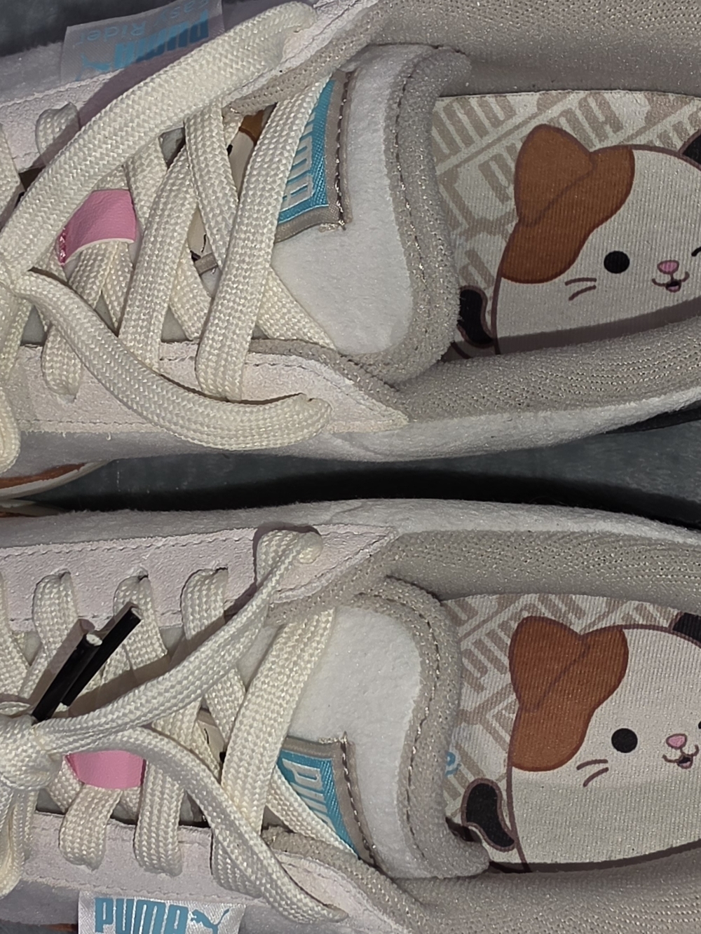 Puma Kids Easy Rider Suede Sneakers - White with Pink Accent - Picture 2 of 9